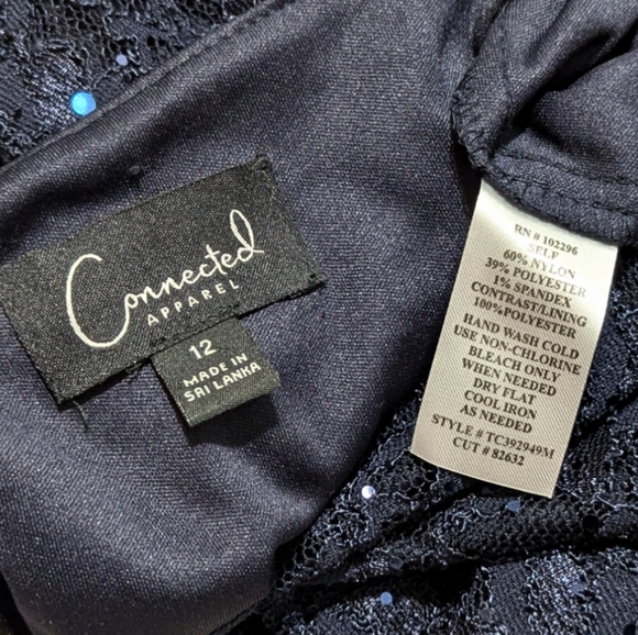 Connected Apparel Women's Large 12 Navy Blue Lined Sequin Sparkle Maxi Dress - Picture 8 of 8